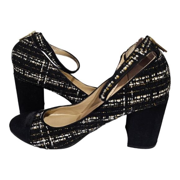 UNISA Black Tweed Ankle Strap Heels - Size 9 1/2 - Picture 3 of 8